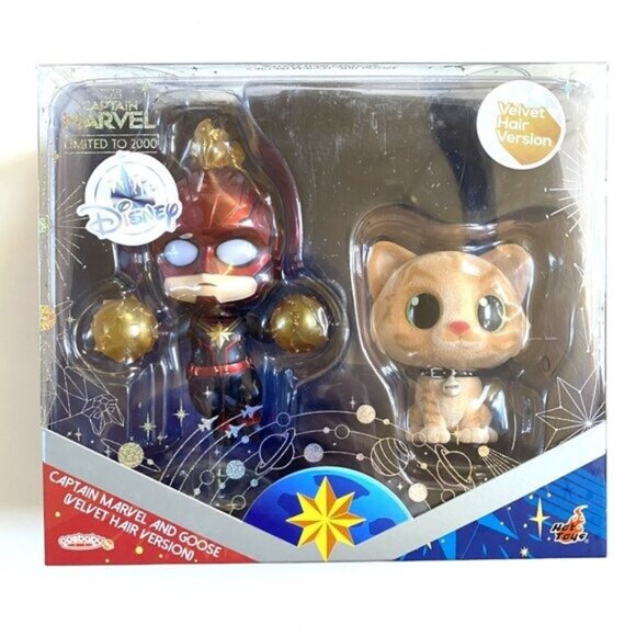 Disney Captain Marvel & Goose Bobble Head 2PK Velvet Version New Limited Edition